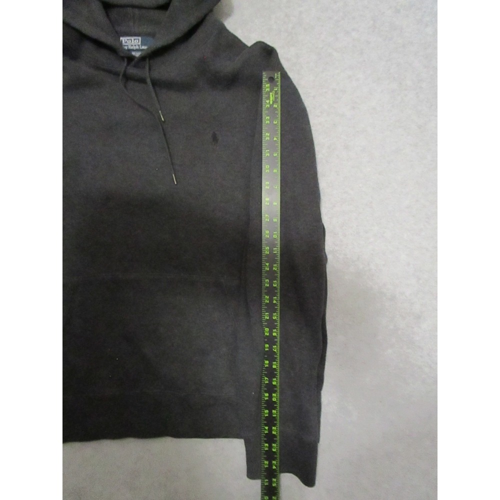 Ralph Lauren Polo Hoodie Mens Extra Large Gray Elbow Patch Pony Logo Sweater - Picture 10 of 11